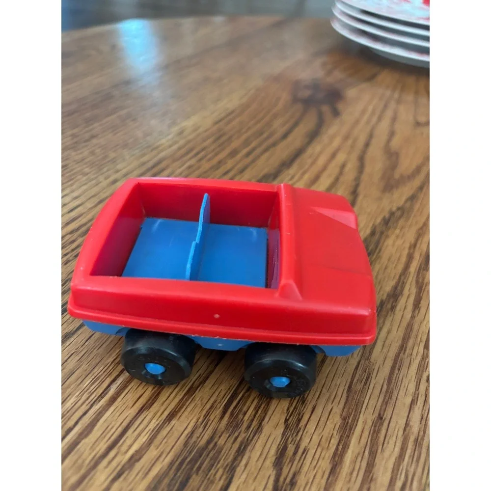 Vintage Playskool Red and Blue Plastic Toy Car Chunky Vehicle Preschool Toy